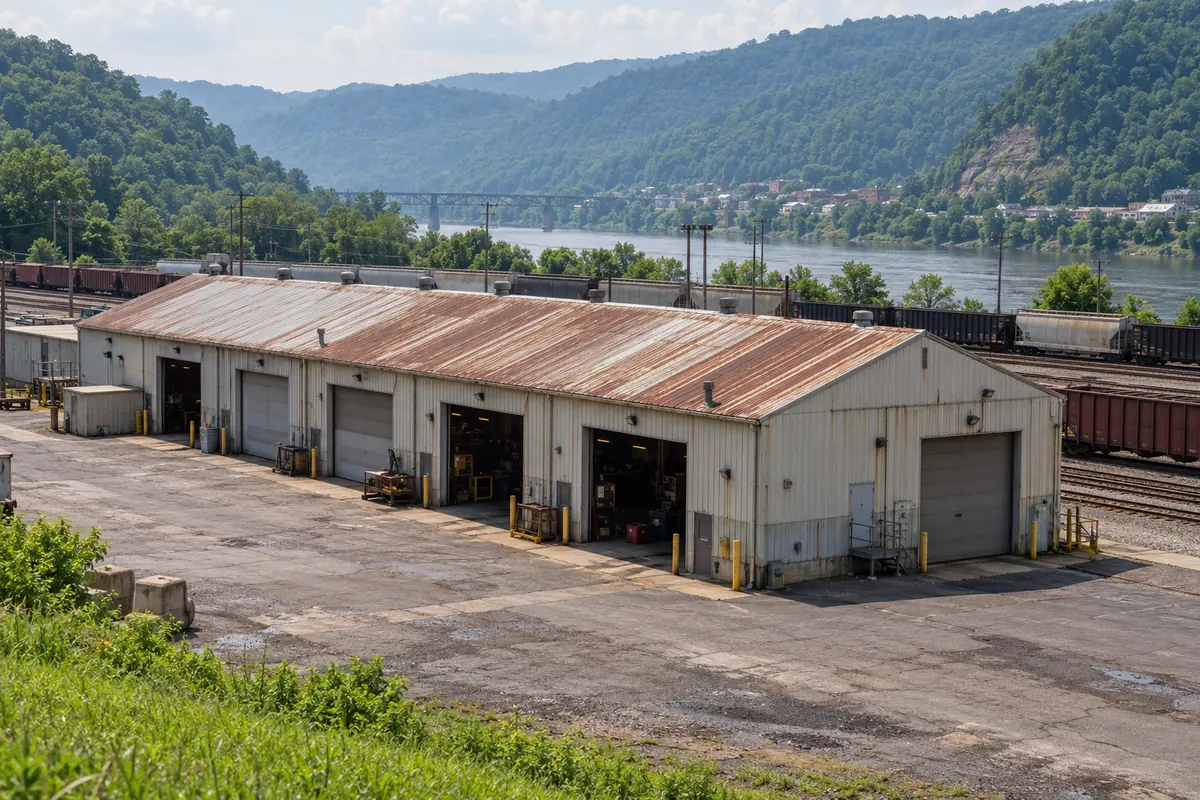 Metal warehouse building with roll-up doors